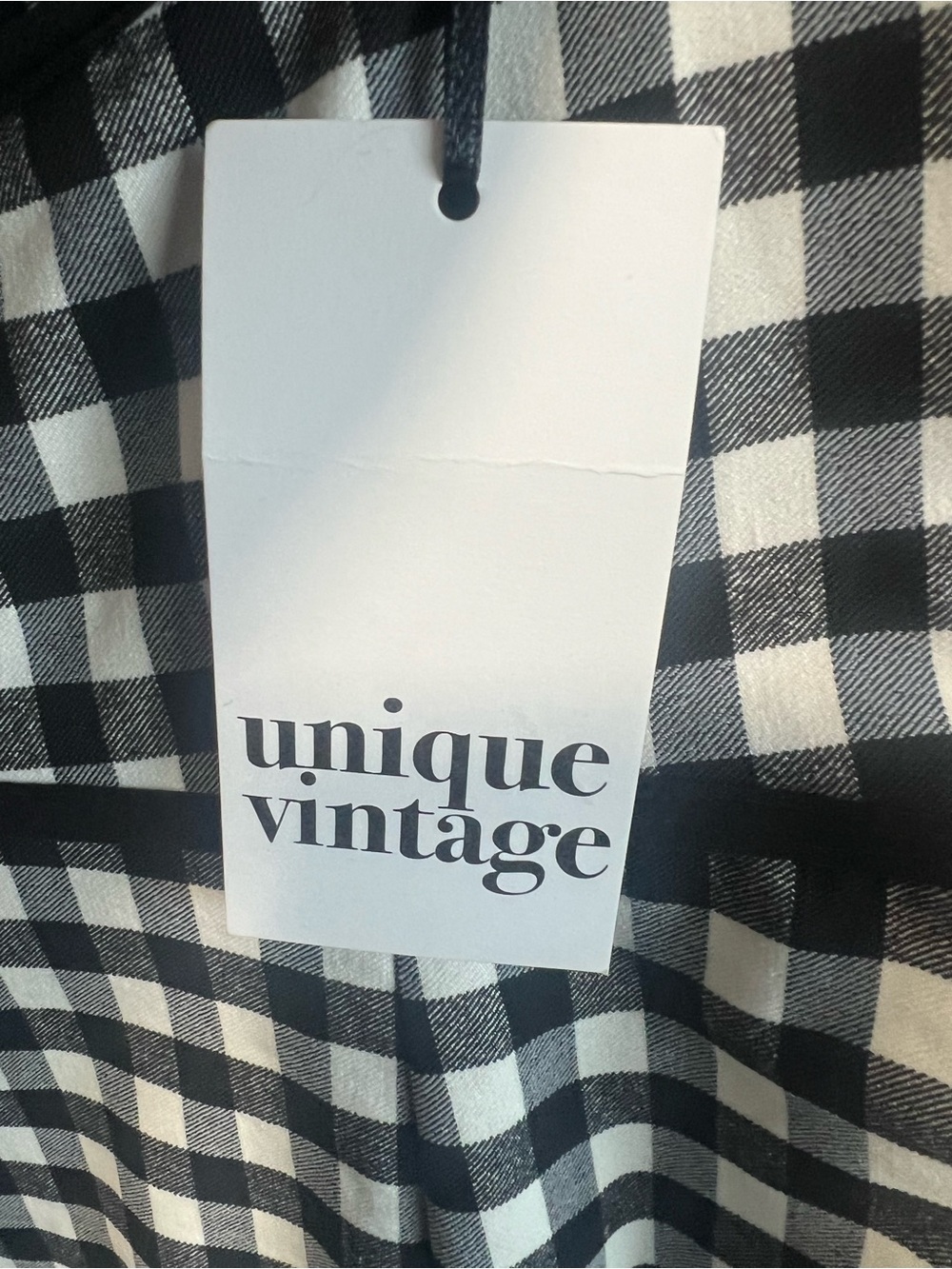 Unique Vintage Gingham Black And White Midi Dress Size Medium New With Tags — image 8 of 8